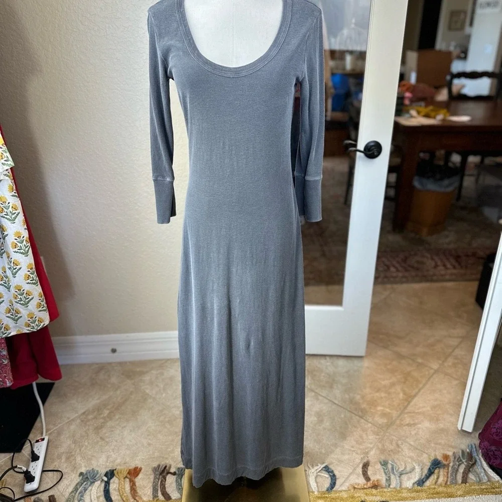 James Perse size 2 = Small the Rib arsenic Long Sleeve scoop neck maxi Dress - Picture 8 of 8